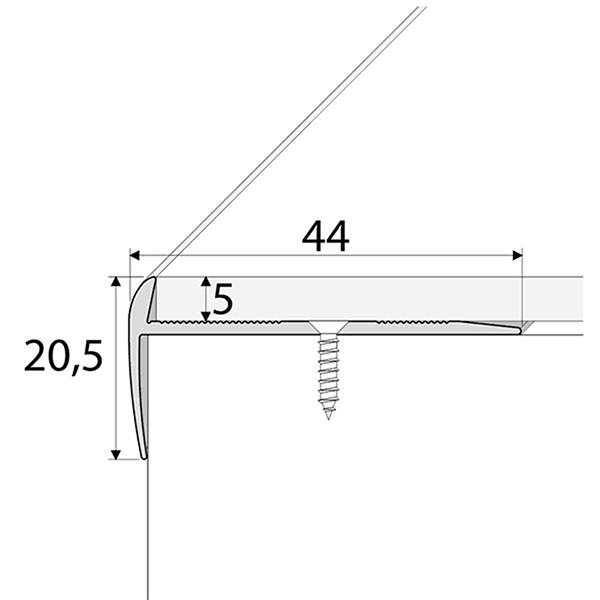 44mm x 20.5mm Luxury Click Vinyl Flooring Stairs Nosing Screw Fix