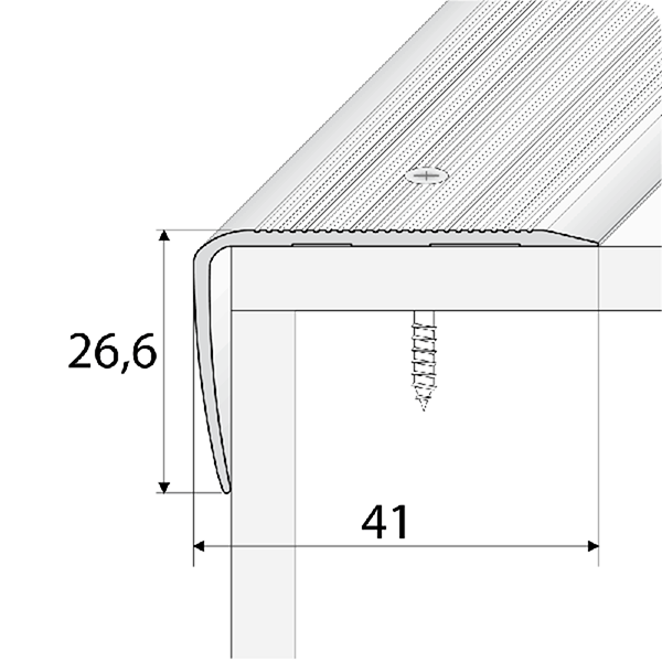 41mm x 26.6mm Non Slip Aluminium Stair Nosing for Wooden Stair Treads