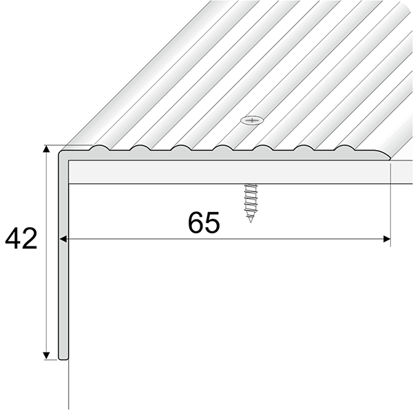 65mm x 42mm Non Slip Heavy Duty Aluminum Stairs Nosing For Stair Treads