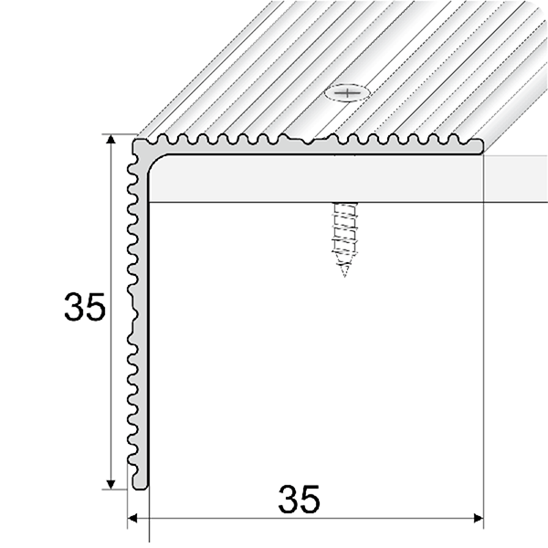 35mm x 35mm Non Slip Stairs Nosing For Wooden Stair Treads Screw Fix