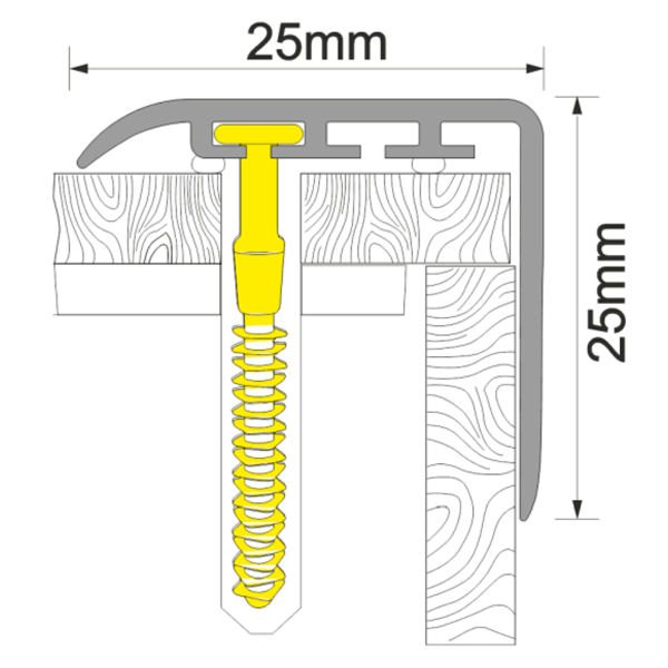 Non Slip UPVC Stair Nosing Edge Trim 25mm x 25mm 