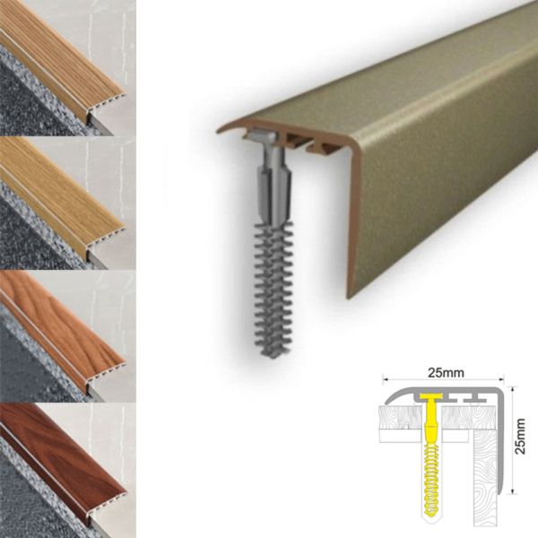 Non Slip UPVC Stair Nosing Edge Trim 25mm x 25mm 