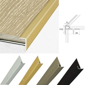  28mm x 14.5mm Non Slip Aluminium Stairs Nosing For Luxury Click Vinyl Flooring