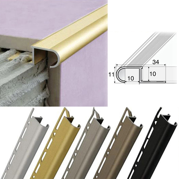 34mm x 11mm x 10mm Anti-Slip Stair Nosing Edge Trim For Tiles