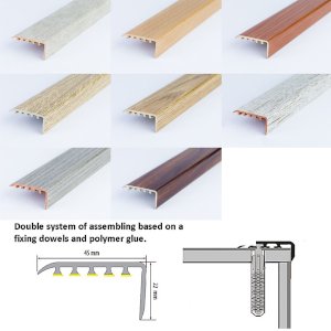 UPVC 45 x 22mm Wood Effect Stair Edge Trim Nosing For Wooden, Laminate Stairs