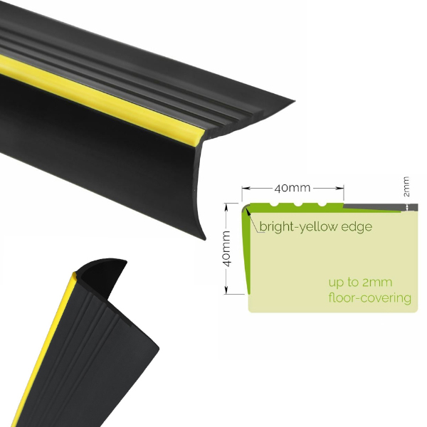 Buy Best Quality Non Slip Rubber Angle Warning Stair Nosing Trims