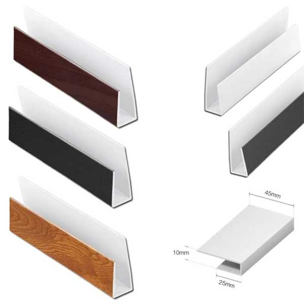 PVC Board 2m Long J Trim Soffit Edge Cladding Starter End Cap 