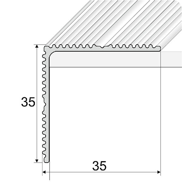 35mm x 35mm Self Adhesive Aluminium Stair Nosing for Edge Protection