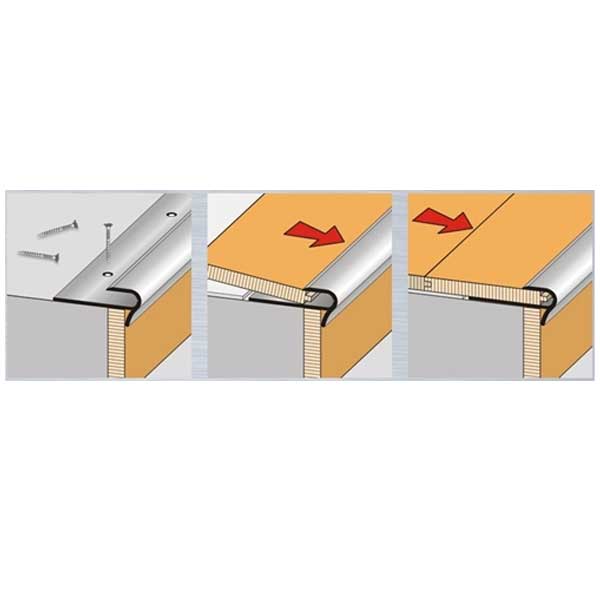 Anodised Step Floor Aluminium Stair Nosing Edge Trim for 14 to 16mm Floor