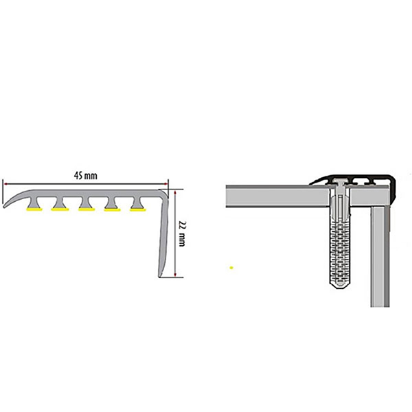 45mm x 22mm UPVC Stair Nosing Wooden Edge Protection  For Wooden Floor