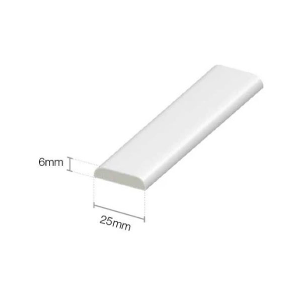 25mm D Mould White Rounded Edge Trim